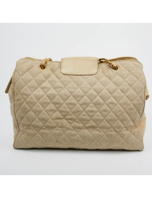 Cabas CHANEL en toile écrue Vintage GM