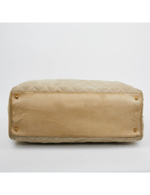 Cabas CHANEL de voyage en toile écrue Vintage GM