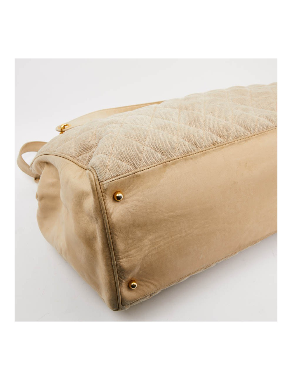 Cabas CHANEL de voyage en toile écrue Vintage GM