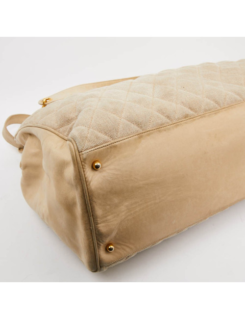 Cabas CHANEL en toile écrue Vintage GM