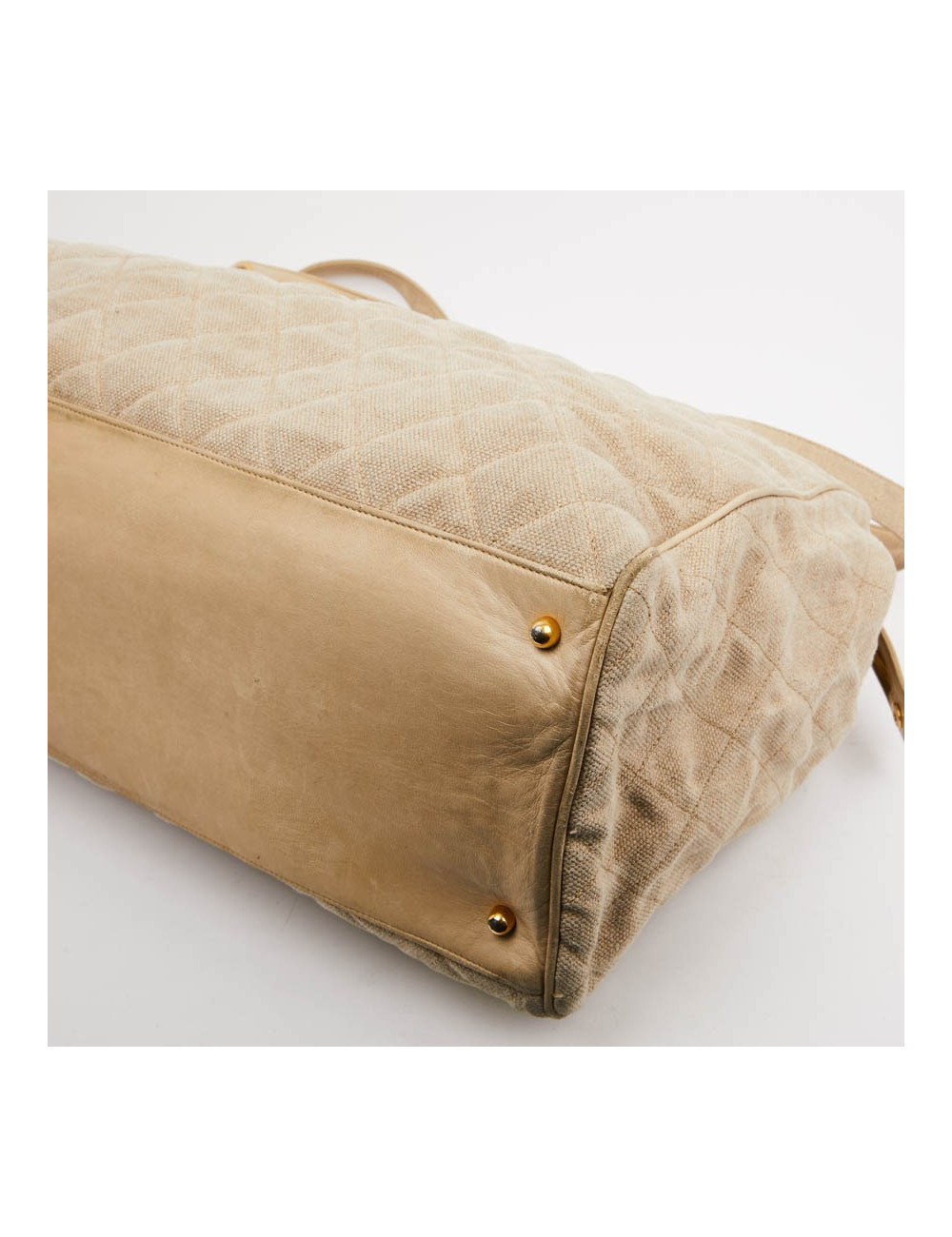 Cabas CHANEL de voyage en toile écrue Vintage GM