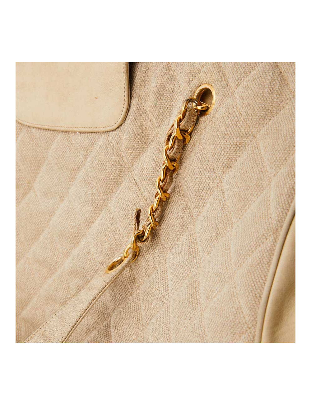 Cabas CHANEL en toile écrue Vintage GM