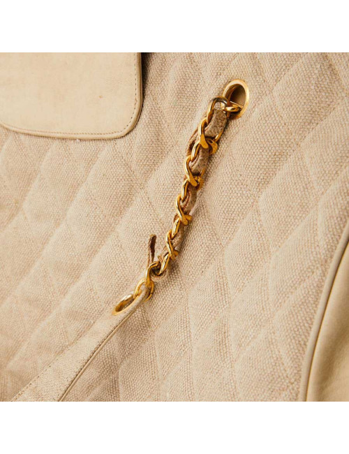Cabas CHANEL en toile écrue Vintage GM