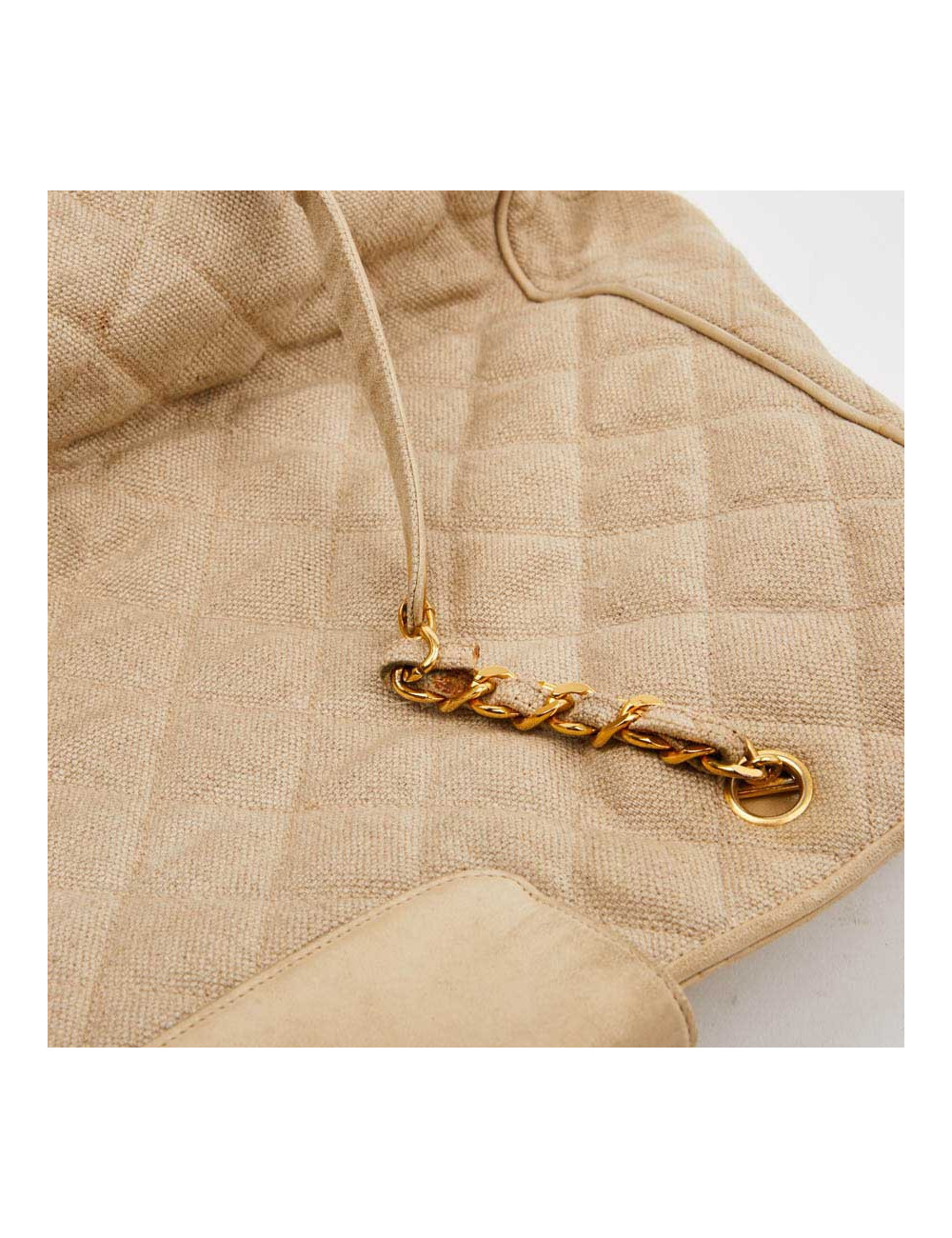 Cabas CHANEL en toile écrue Vintage GM