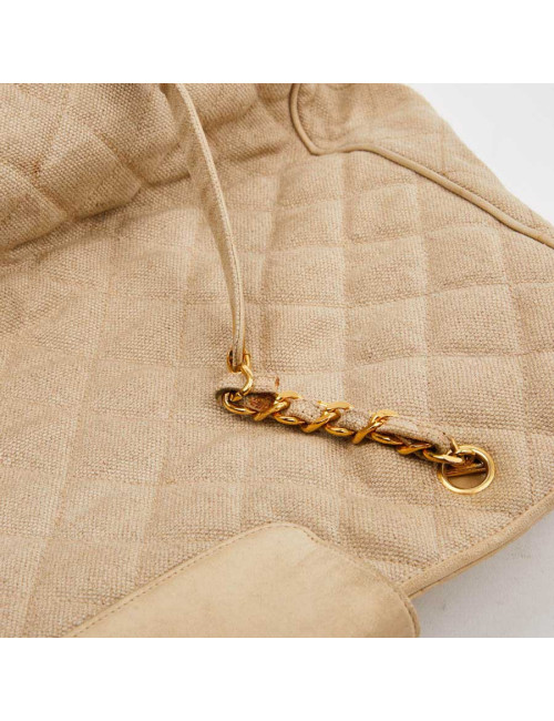 Cabas CHANEL de voyage en toile écrue Vintage GM