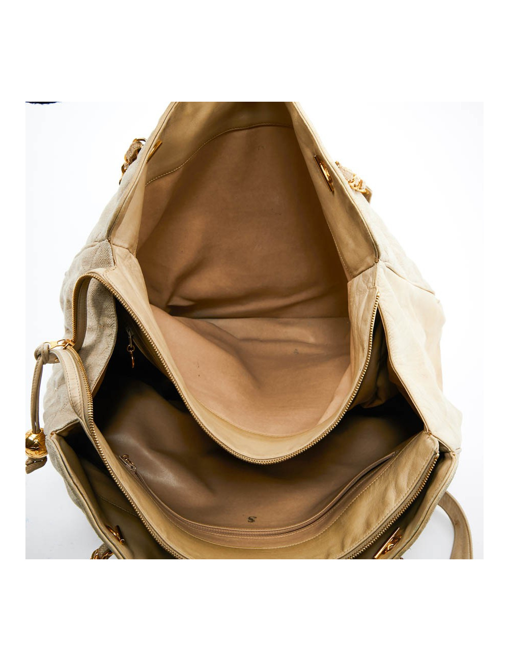 Cabas CHANEL en toile écrue Vintage GM