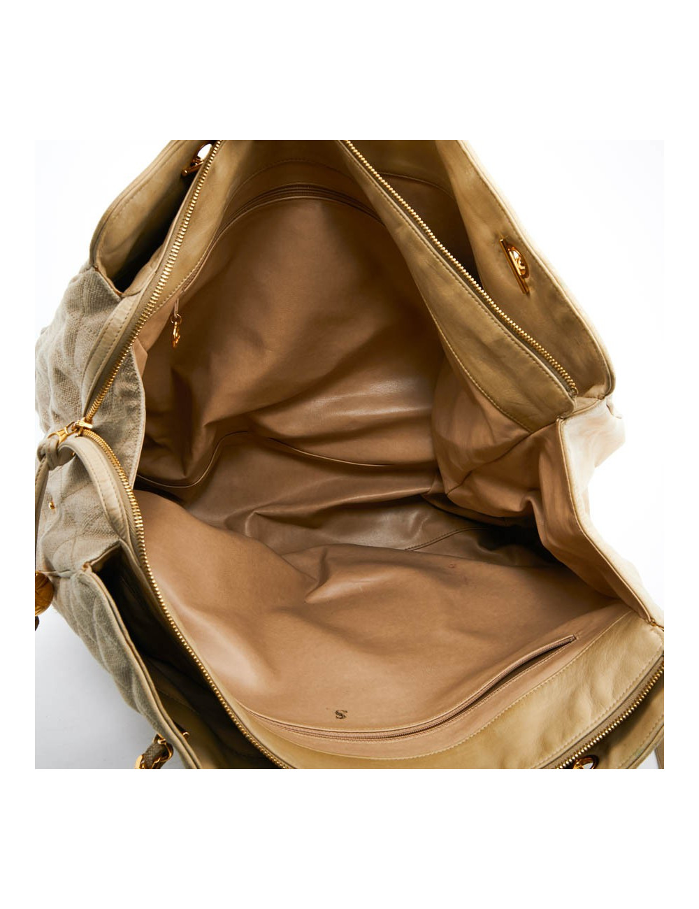 Cabas CHANEL de voyage en toile écrue Vintage GM