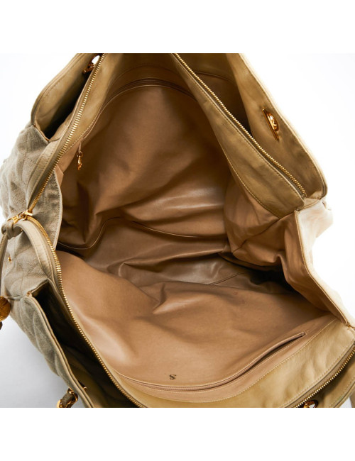 Cabas CHANEL en toile écrue Vintage GM