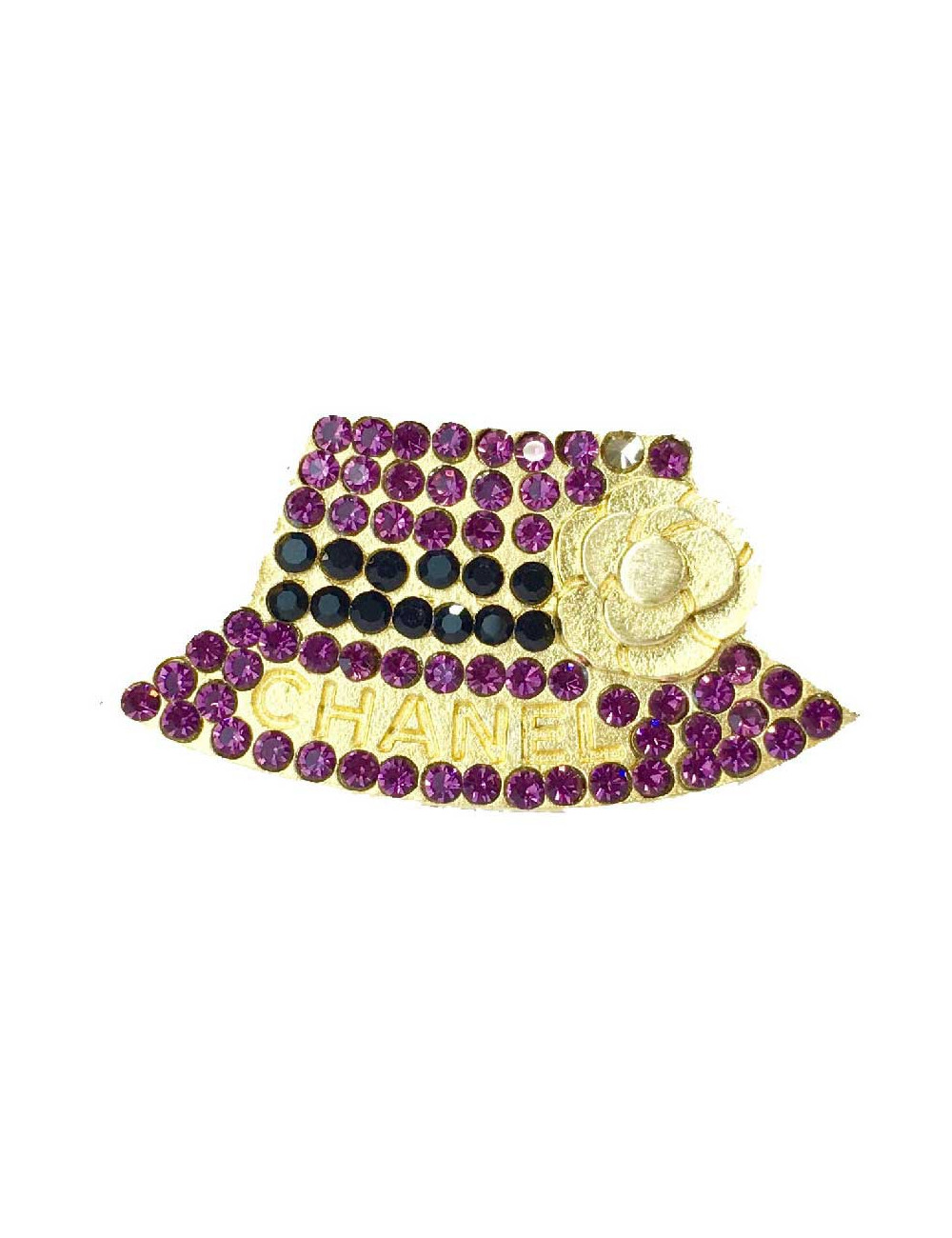 Pin's CHANEL  chapeau doré et brillants