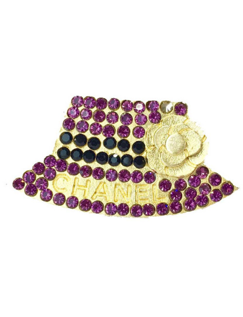 Pin's CHANEL  chapeau doré et brillants