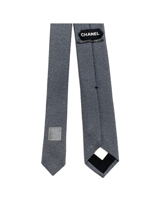 Cravate CHANEL Couture grise en soie