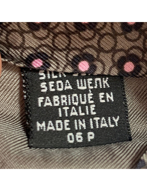  Cravate CHANEL occasion motif camélia en soie grise