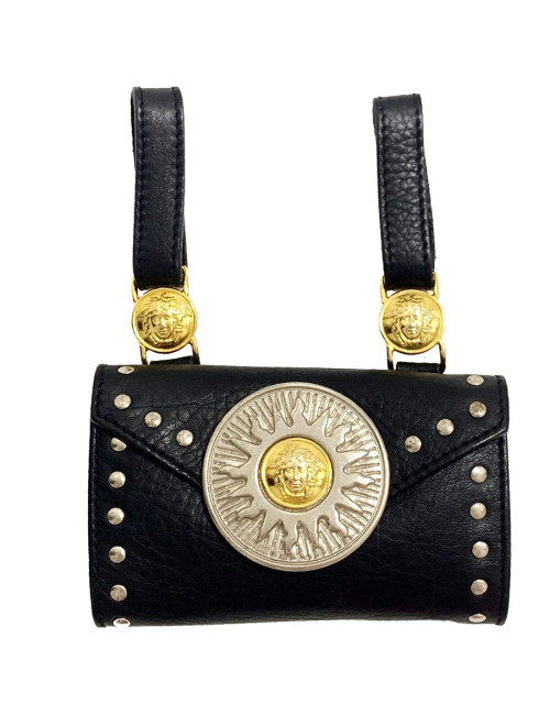 Sac de ceinture VERSACE en cuir noir
