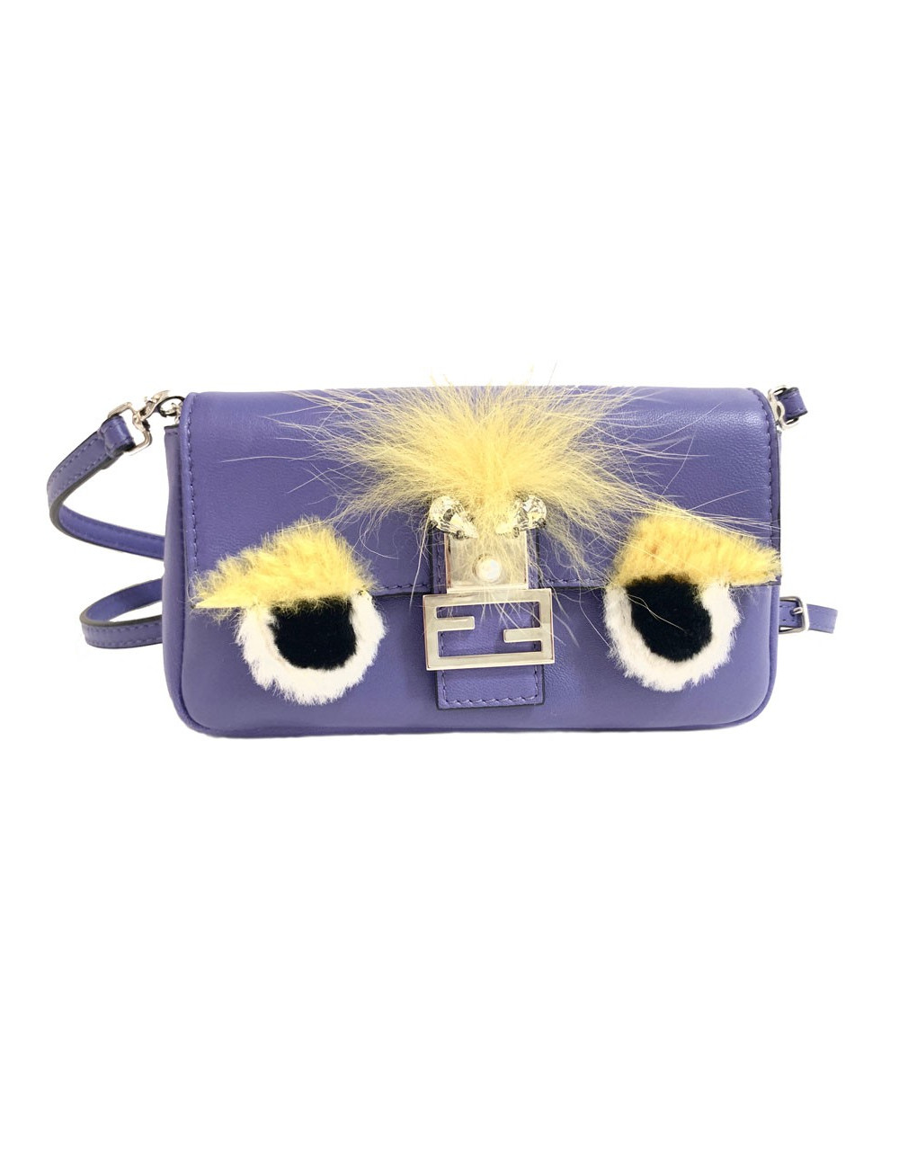 Mini sac baguette FENDI 'Monster' en cuir violet