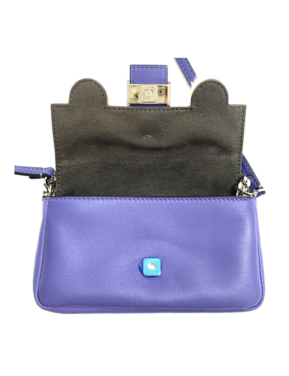 Mini sac baguette FENDI 'Monster' en cuir violet