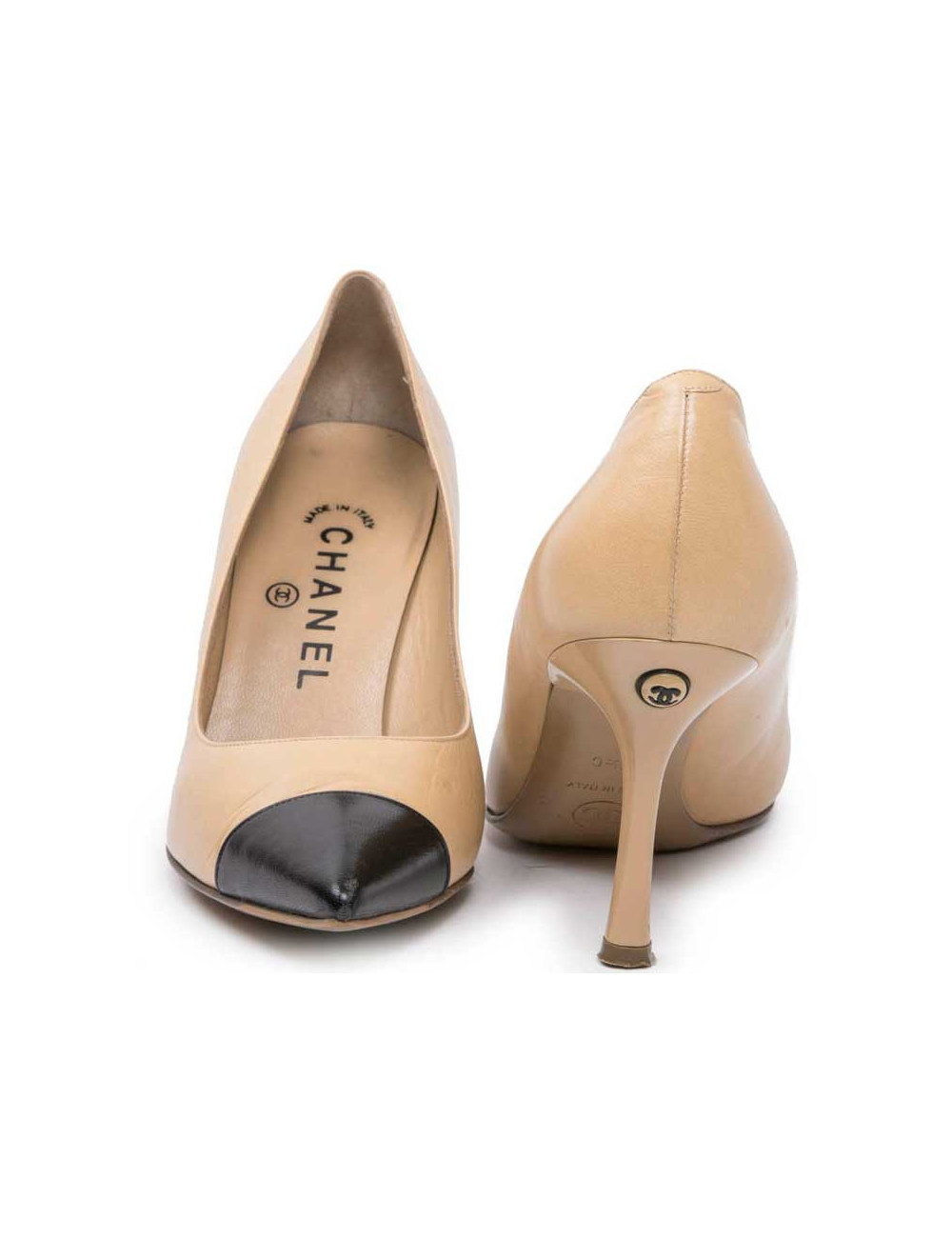 Escarpins CHANEL T 35.5 C bicolores