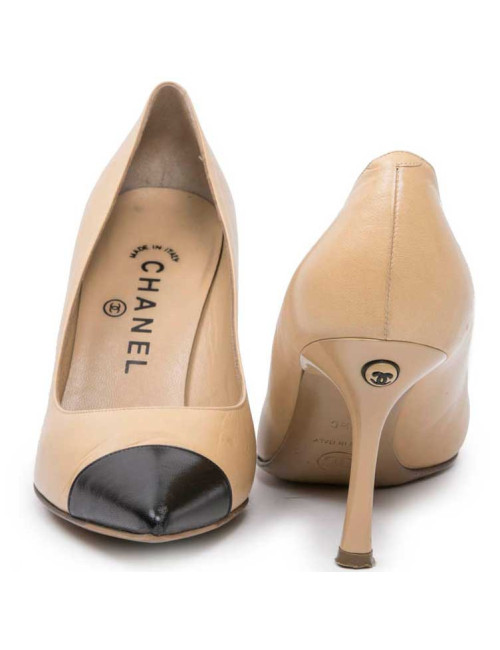 Escarpins CHANEL T 35.5 C bicolores
