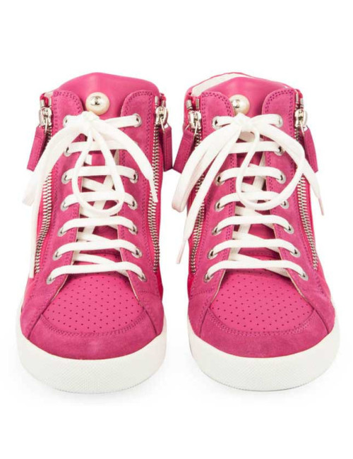 CHANEL Sneakers in pink fuchsia velvet and leather size 38FR