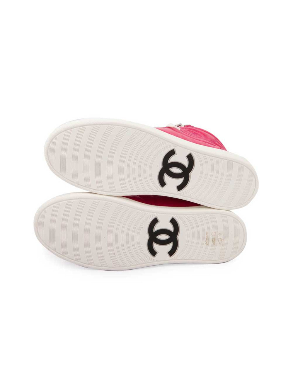 CHANEL Sneakers in pink fuchsia velvet and leather size 38FR