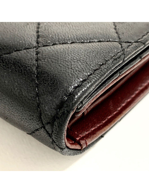 Compagnon CHANEL cuir d'agneau matelassé noir