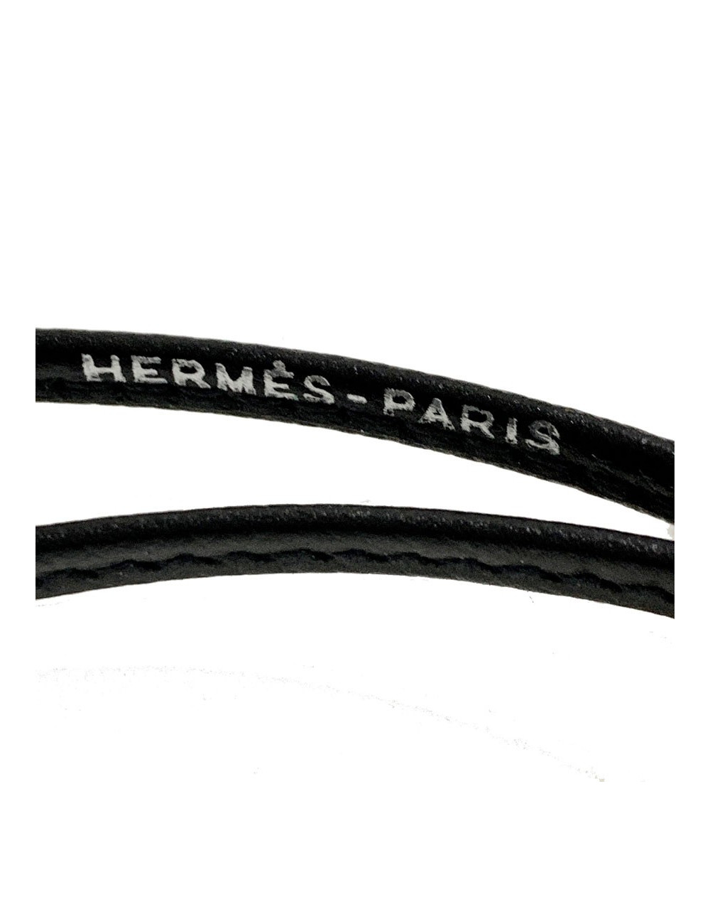 Collier sifflet HERMES cuir noir et acier