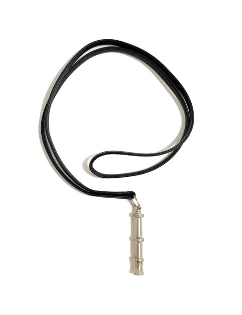 Collier sifflet HERMES cuir noir et acier
