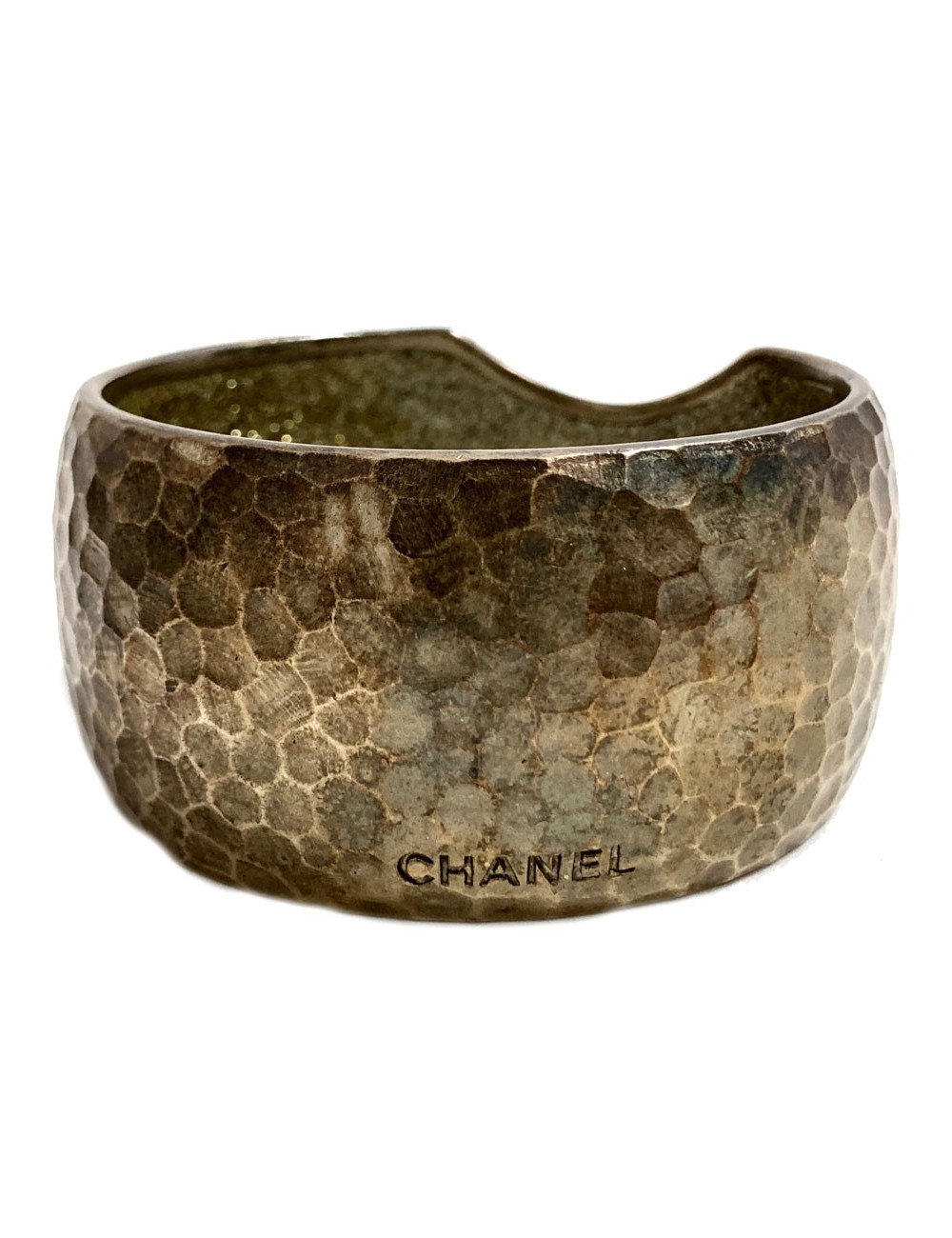 Manchette CHANEL bronze martelée et strass