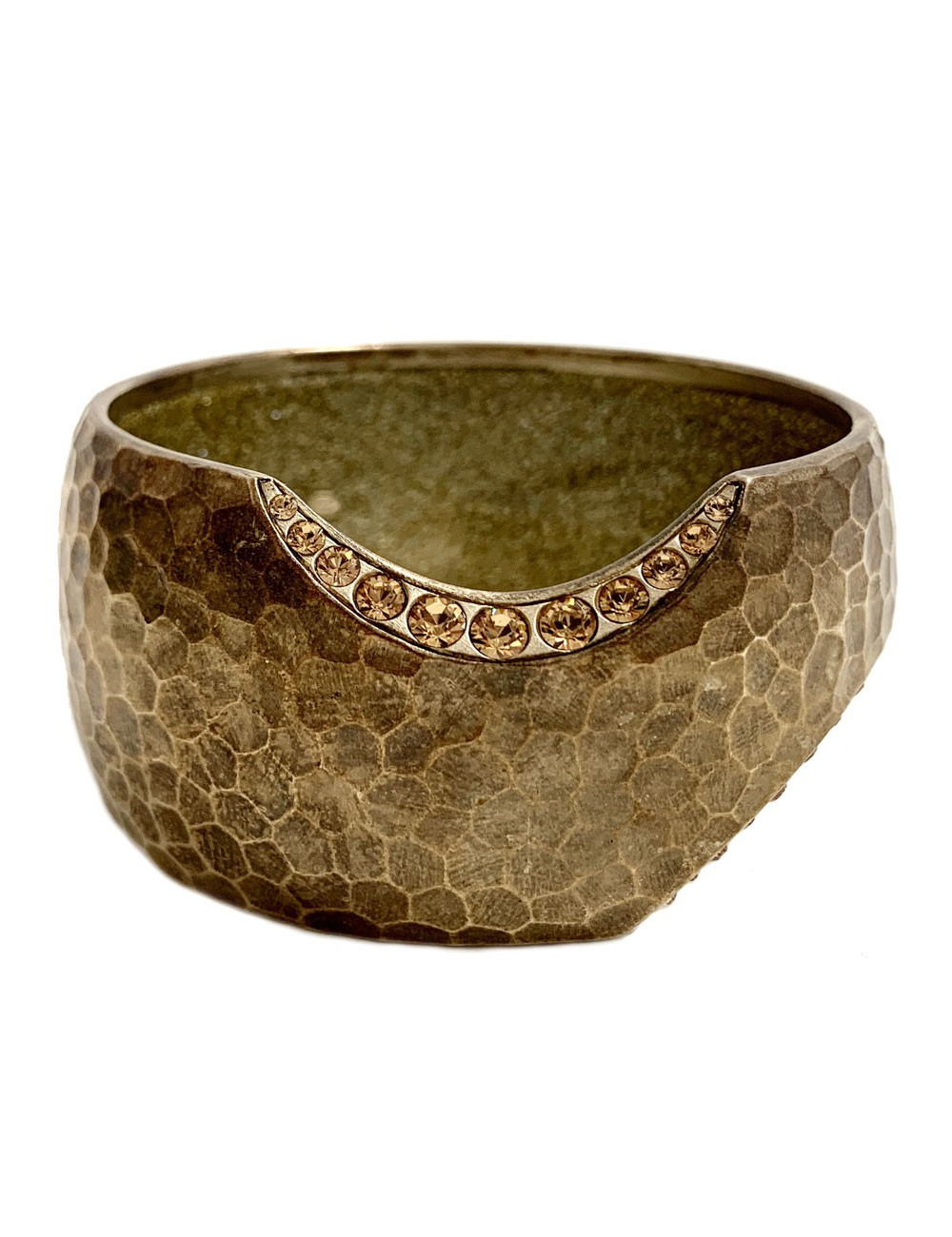 Manchette CHANEL bronze martelée et strass