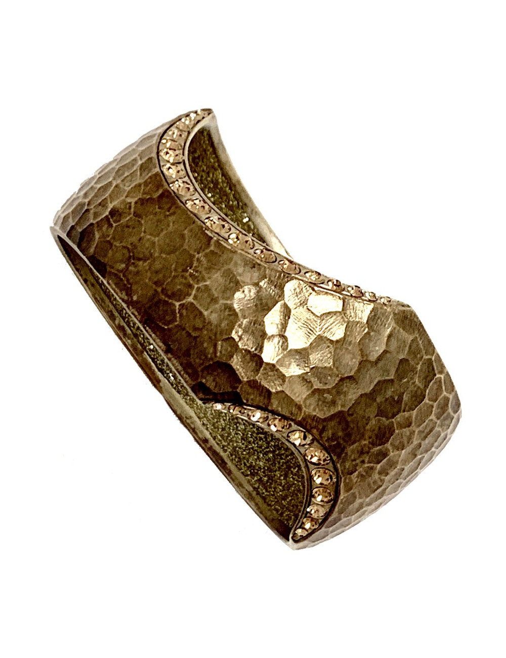 Manchette CHANEL bronze martelée et strass