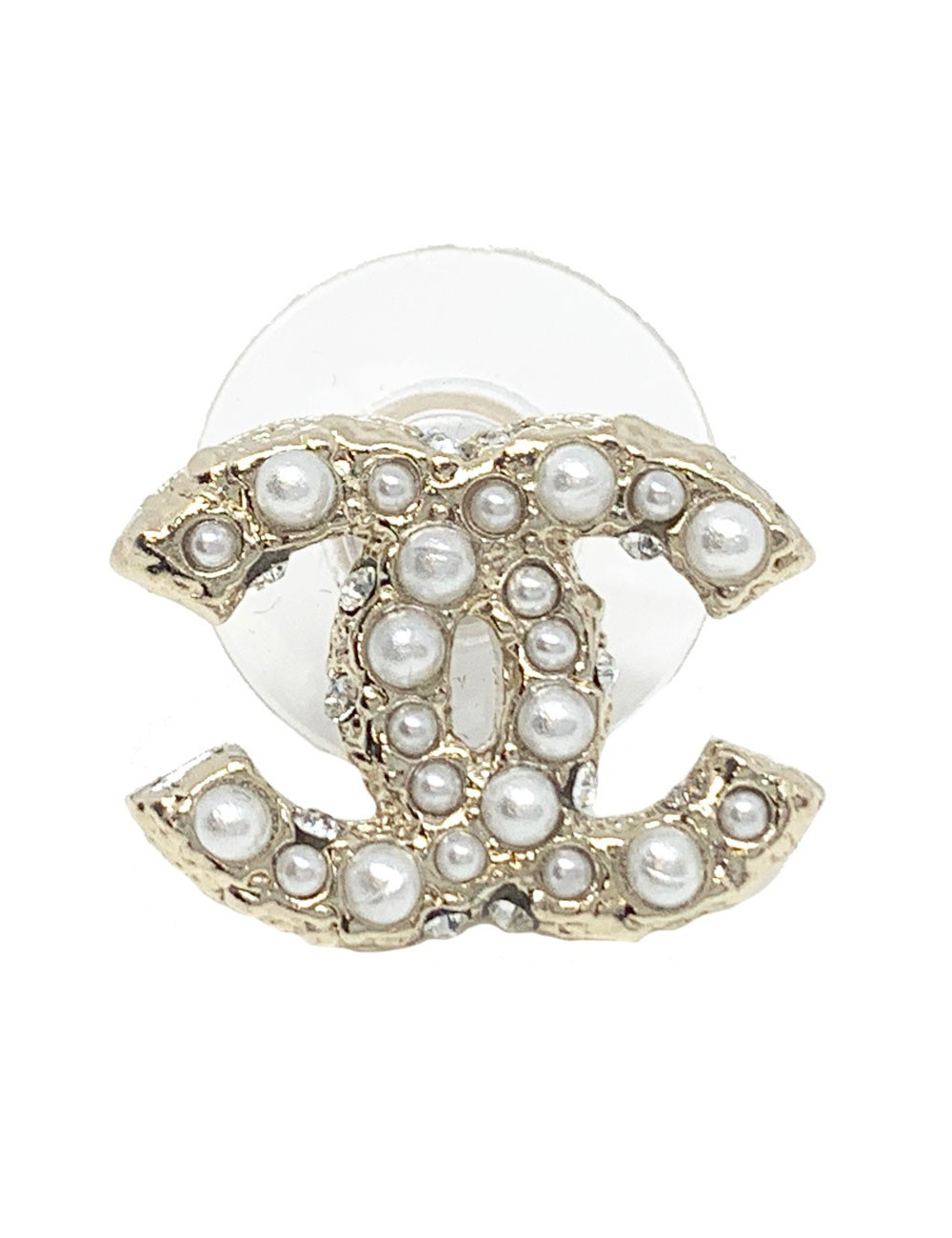 Boucles d'oreille CHANEL doré or pâle et perles nacrées