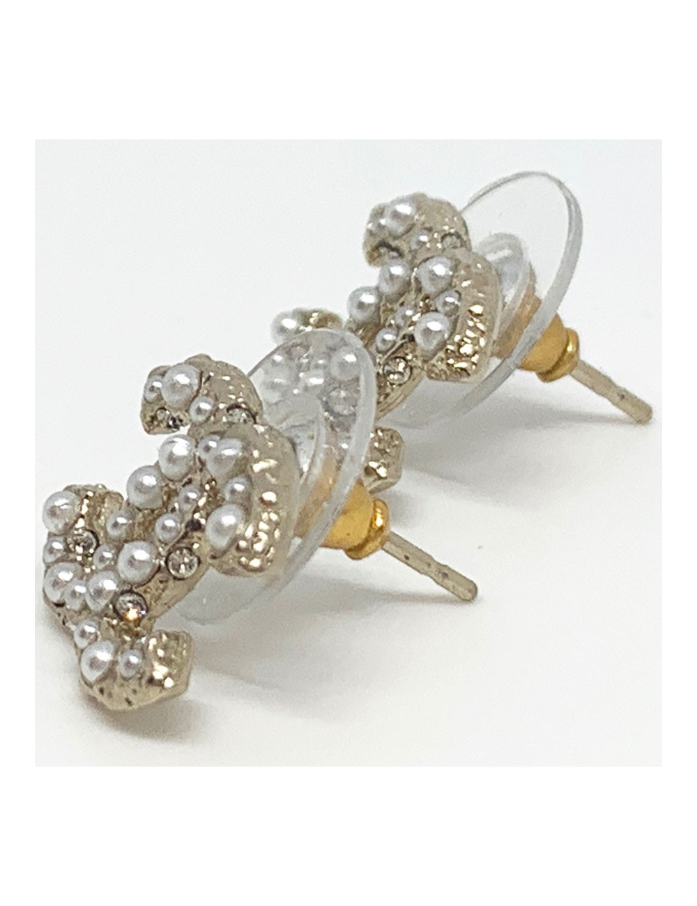 Clous CC CHANEL perle et strass