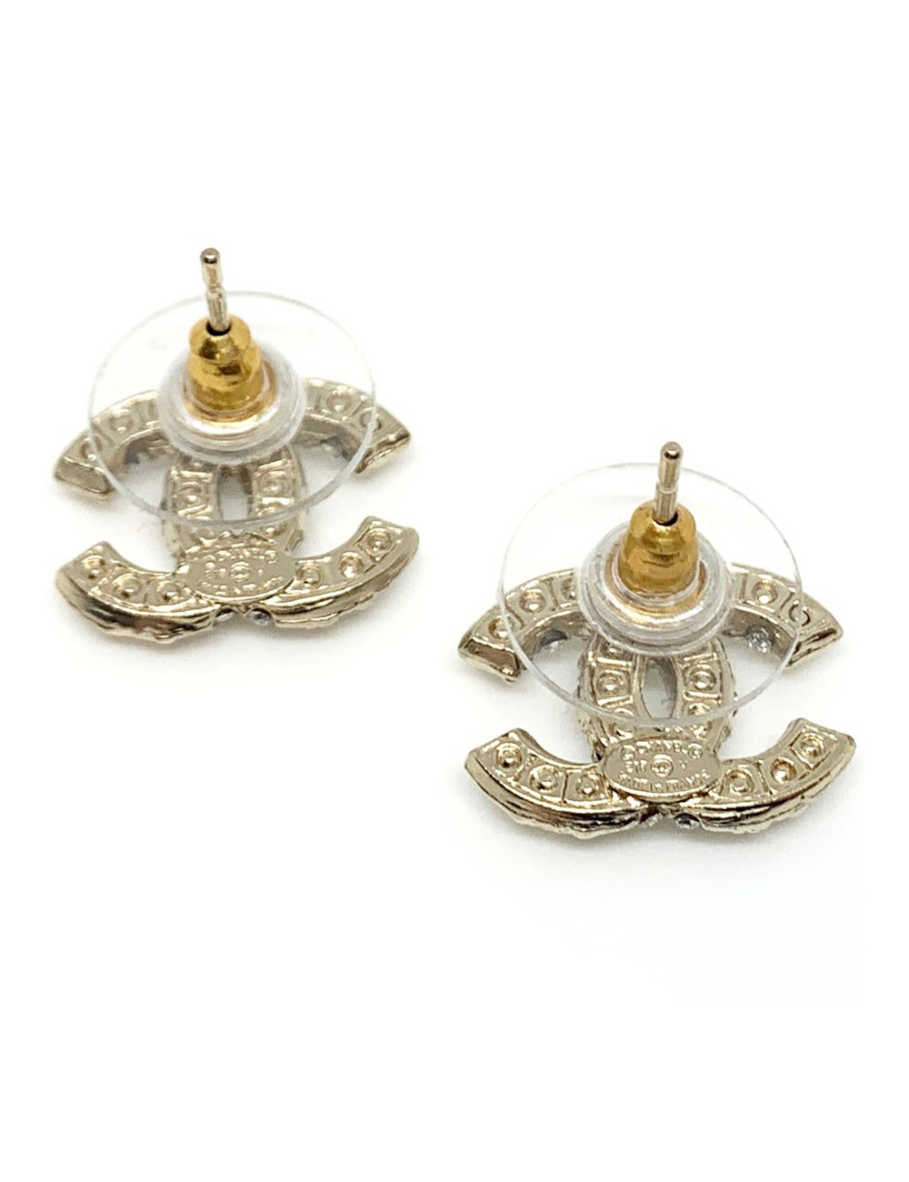 Boucles d'oreille CHANEL doré or pâle et perles nacrées