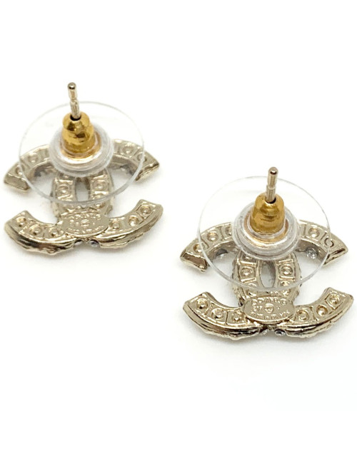 Boucles d'oreille CHANEL doré or pâle et perles nacrées