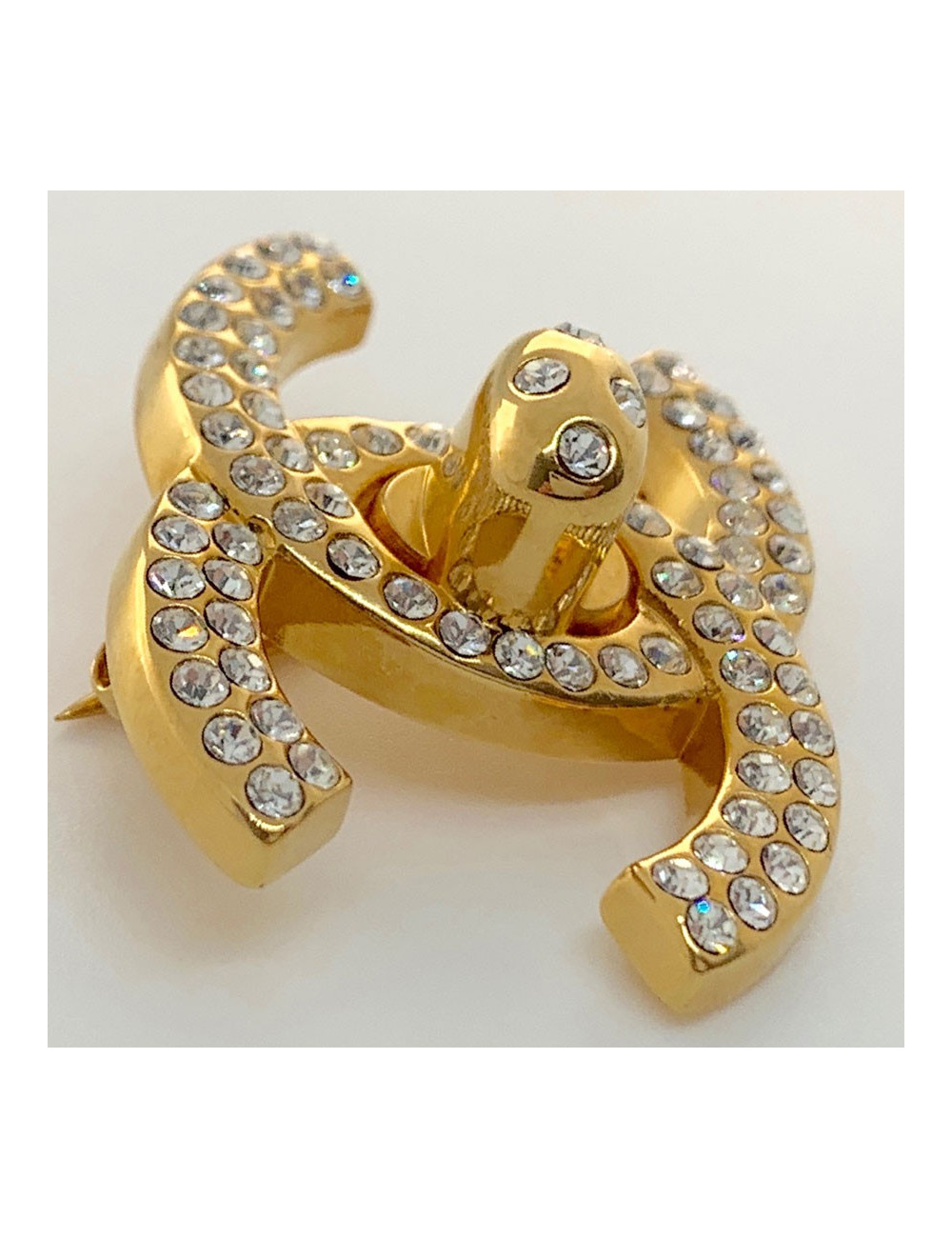 Broche CHANEL CC strass