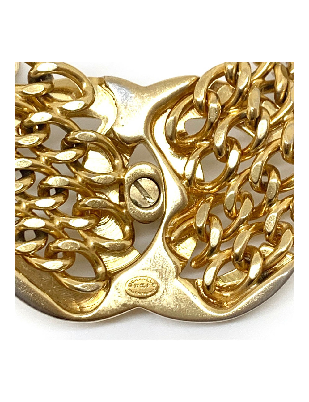 Collier CC CHANEL vintage 4 chaines en métal doré 