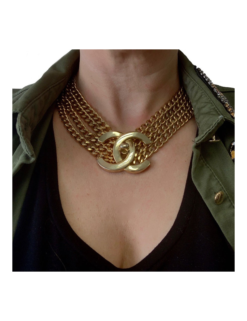 Collier CC CHANEL doré 4 chaines