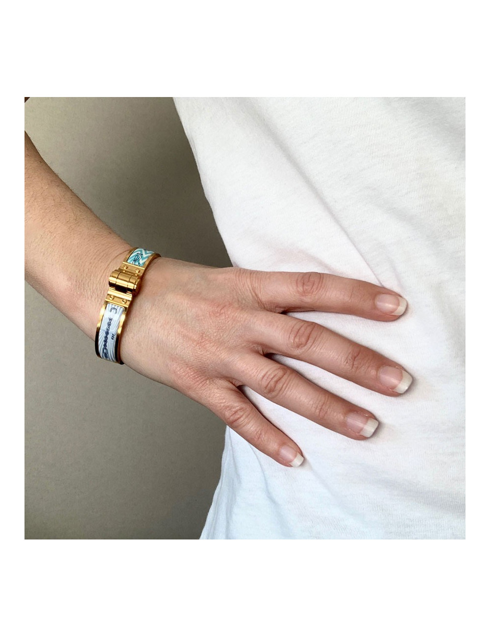 Bracelet Charnière HERMES Manufacture de Boucleries en émail