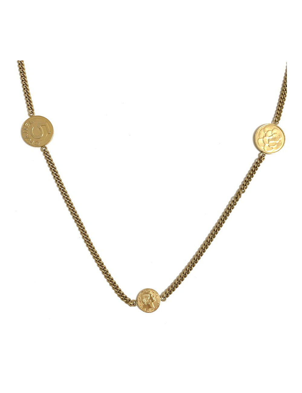 Sautoir CHANEL médaille dorée