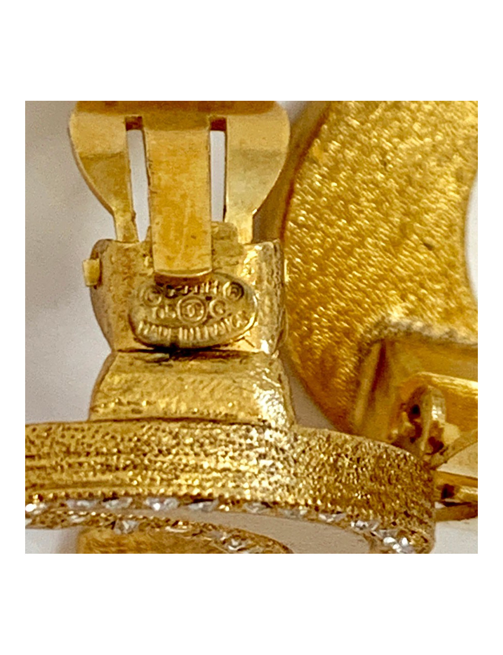 Clips CHANEL croissant de lune doré et strass