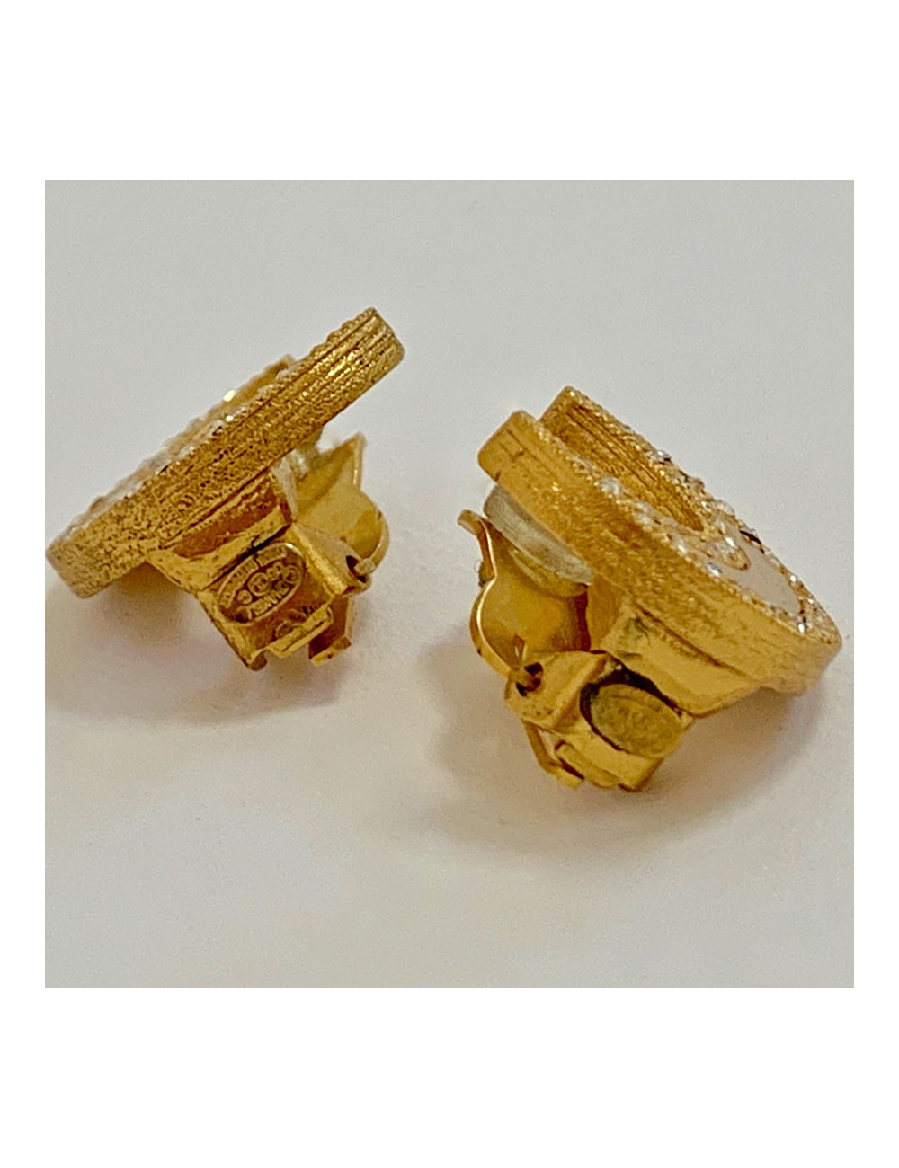 Clips CHANEL croissant de lune doré et strass