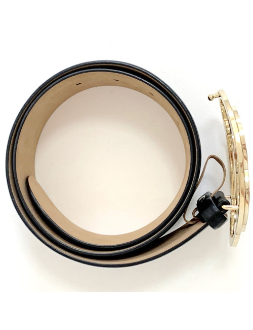 Ceinture CHANEL CC cuir noir T70