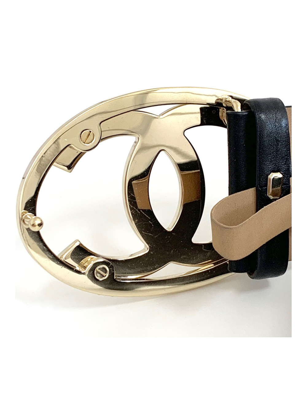 Ceinture CHANEL CC cuir marron