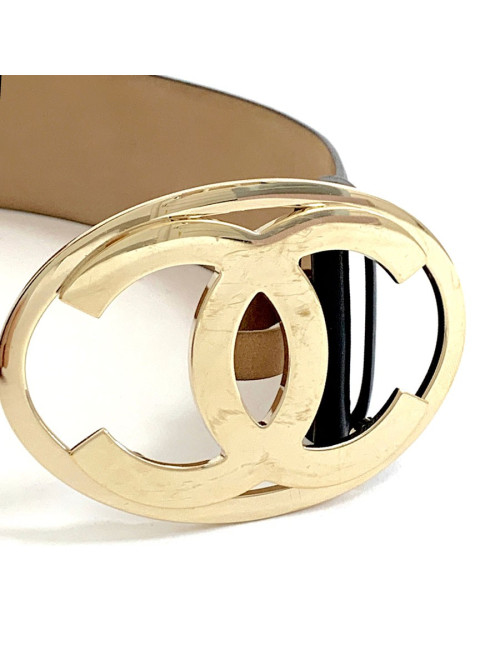 Ceinture CHANEL CC cuir noir T70