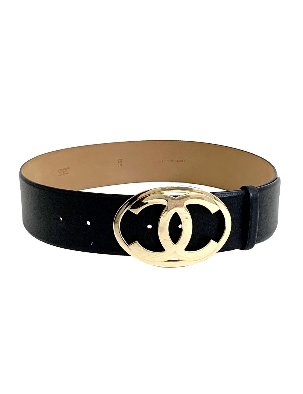 Ceinture CHANEL CC cuir noir T70