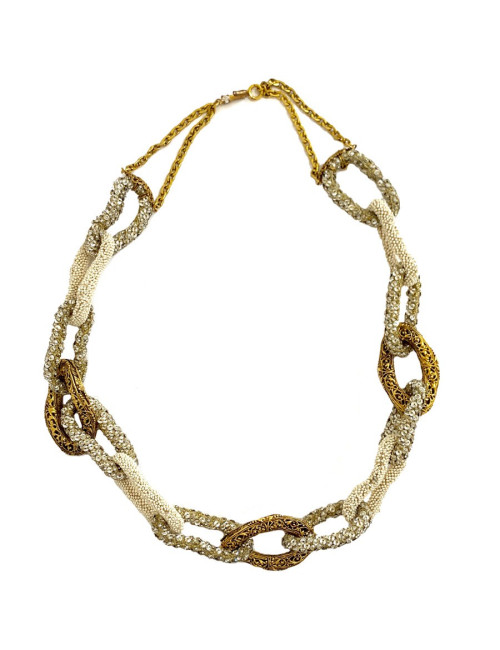 Collier chaine dorée/perles