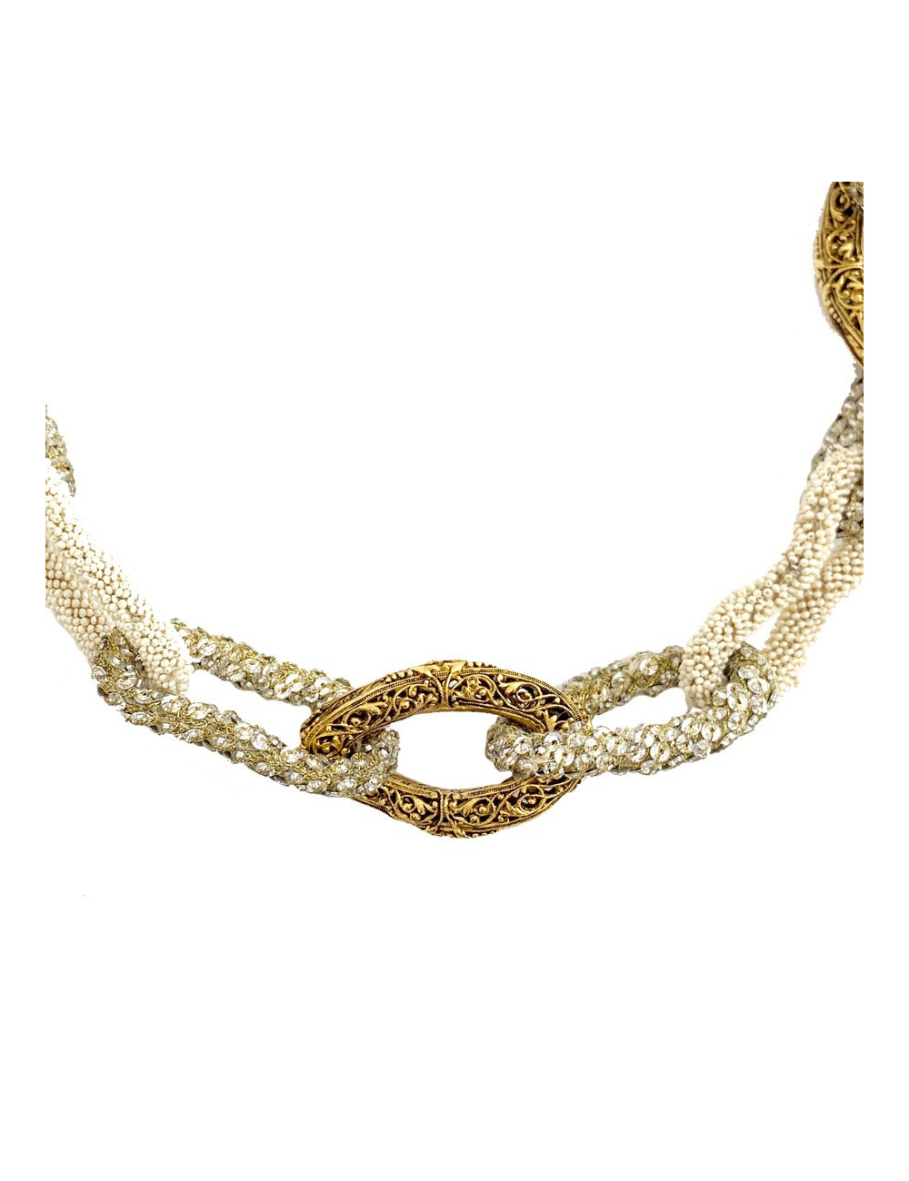 Collier chaine dorée/perles