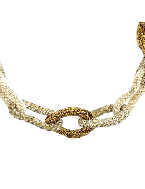 Collier chaine dorée/perles