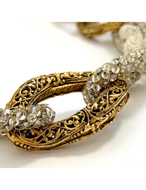 Collier chaine dorée/perles