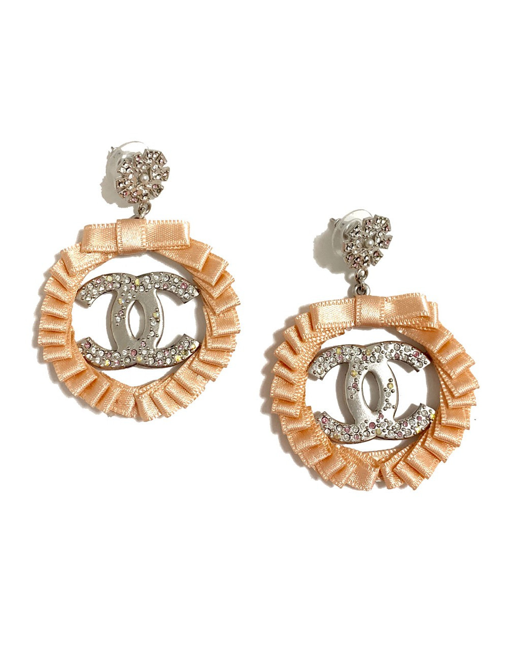 Clous pendants CC CHANEL roses