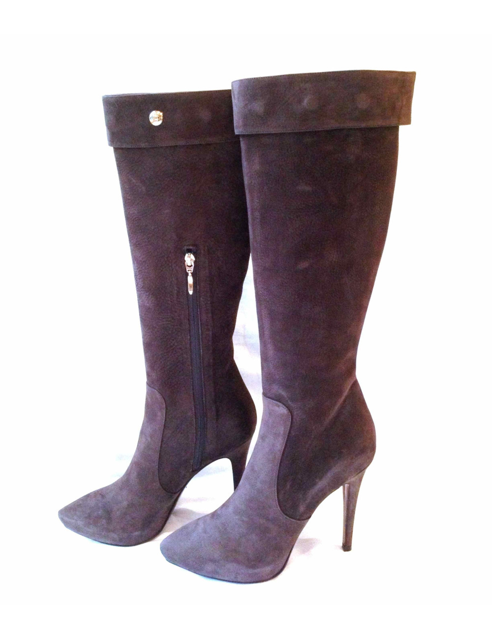 Bottes CESARE PACIOTTI à talons en veau velours marron 